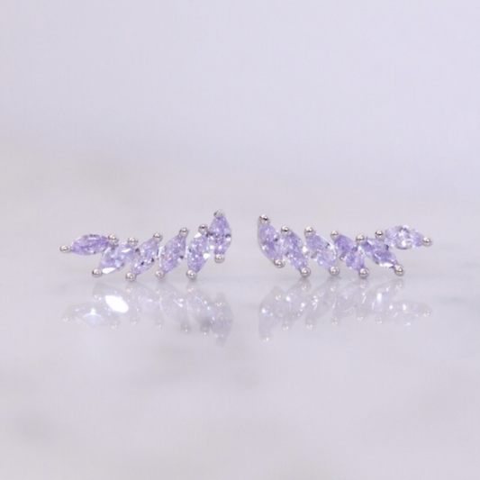 Sterling Silver Lavender "Feather" Cubic Zirconia Ear Climbers - Jewelry - SierraLily