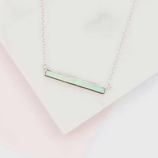 Chloe + Lois Milky Blue Opal Bar Layering Necklace