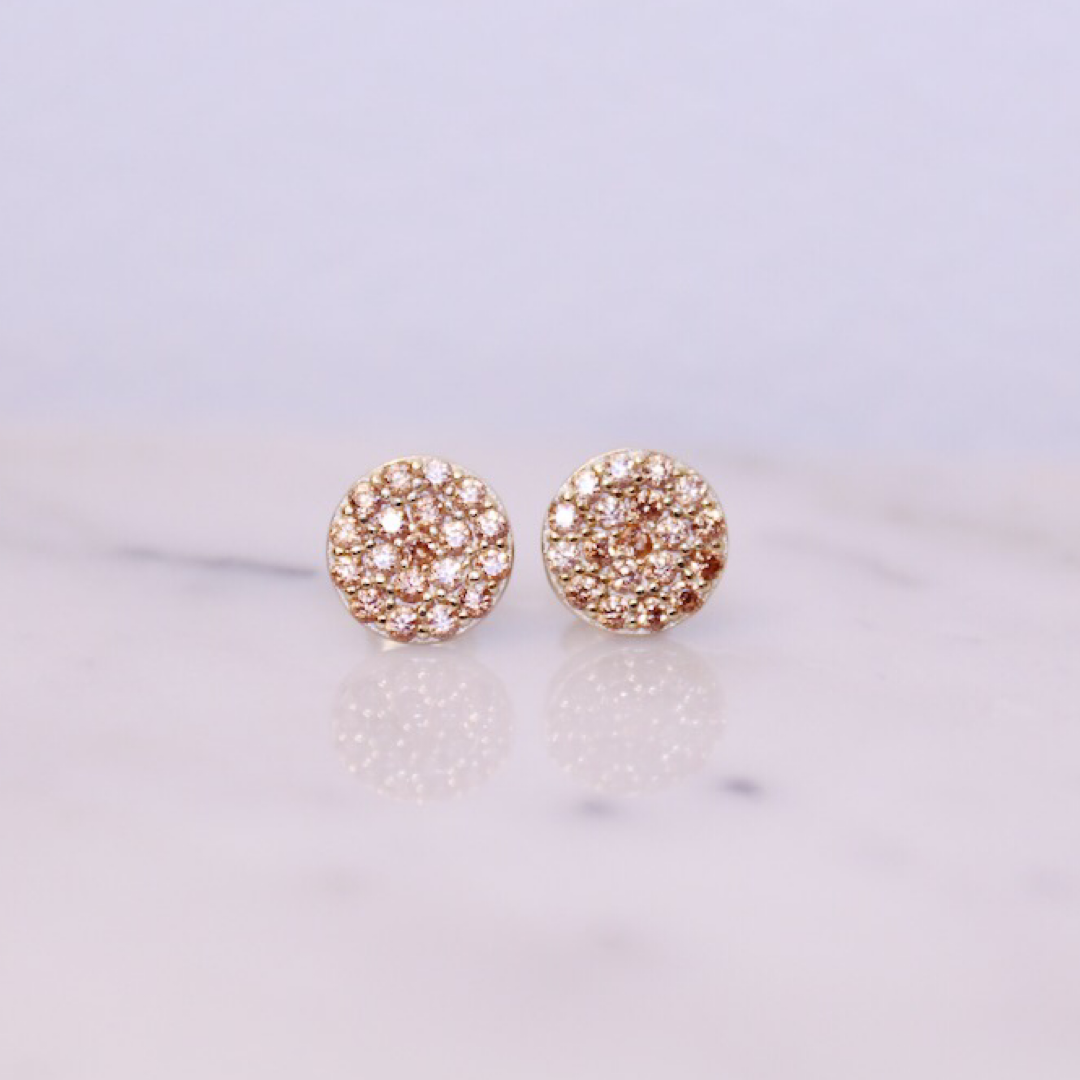 14k Gold Pavé "Gold Disc" Stud Earrings - Jewelry - SierraLily