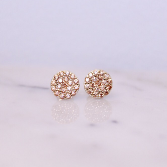 14k Gold Pavé "Gold Disc" Stud Earrings - Jewelry - SierraLily